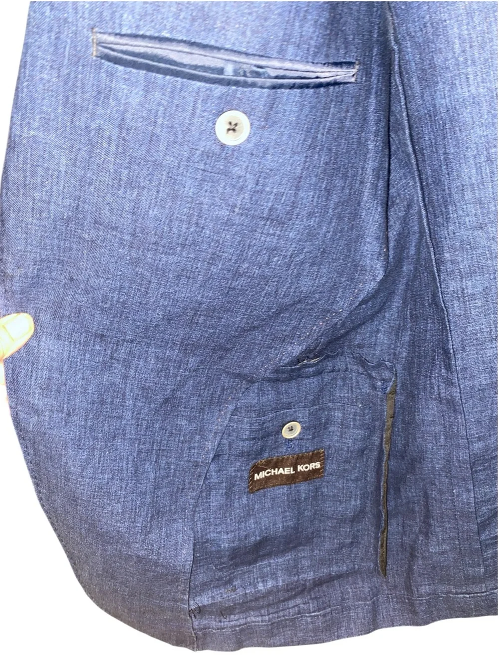 Michael Kors 100% Linen Blazer Sport Coat Navy Blue coastal Budiness casual